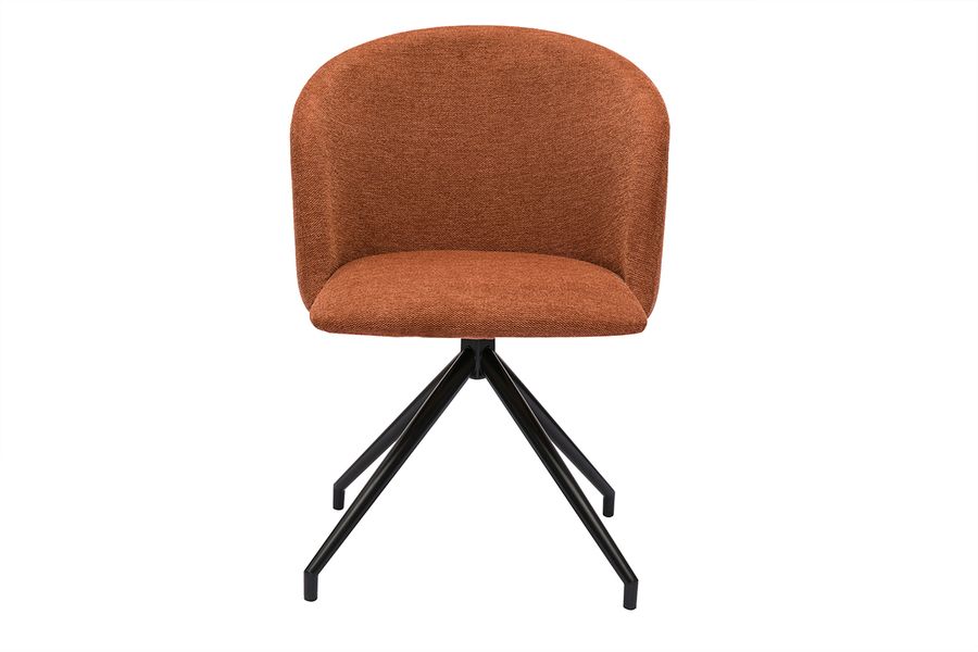 Drehstuhl im Design 360° aus strukturiertem Samteffektstoff in verbranntem Erdbraun und schwarzem Metall VANITY