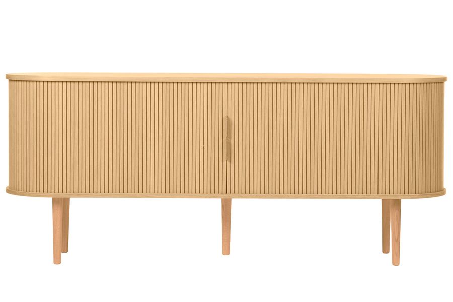 Buffet vintage in legno chiaro di quercia con 2 portas coperte scorrevoli L180 cm EPIC