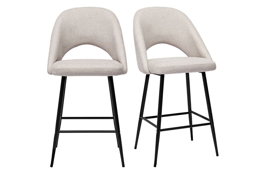 Sgabelli da bar in tessuto effetto velluto testurizzato beige H65 cm (set di 2) COSETTE