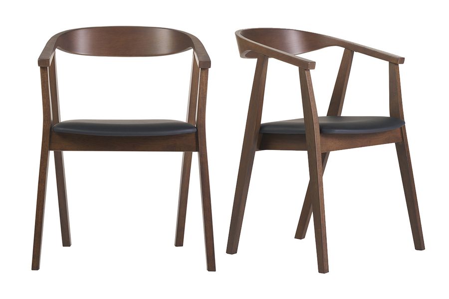 Sedie design in stile scandinavo nero e legno scuro (set di 2) BAHIA
