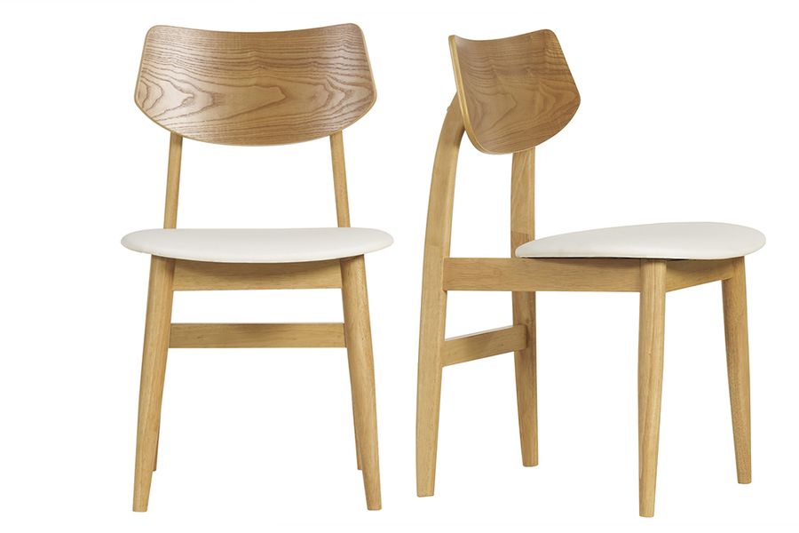 Skandinavische Stühle in Weiß mit hellem Holz (2er Set) ELION