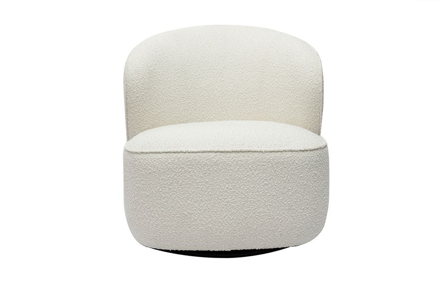 Poltrona design girevole in tessuto effetto lana bouclé bianco AMBER