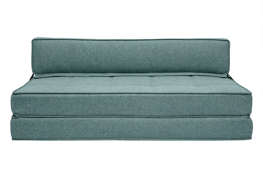 Chauffeuse convertible 2 places en tissu vert de gris KATY